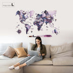 3d colored wood world map for wall
