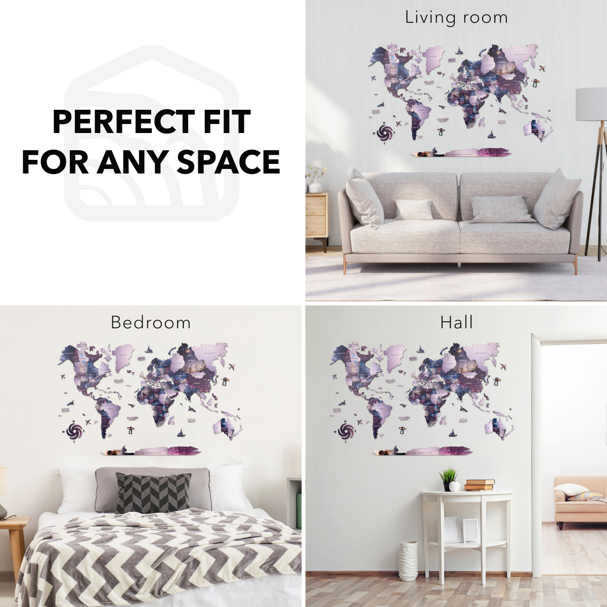 colored world map for wall