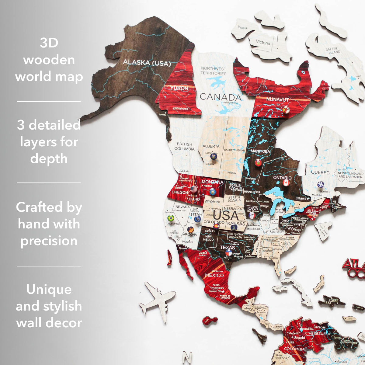 travel world map with magnetic pins