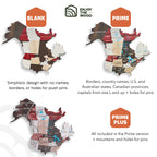 3D colored urban wall world map