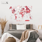 red wooden world map