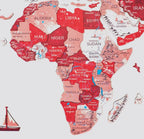 red wooden world map