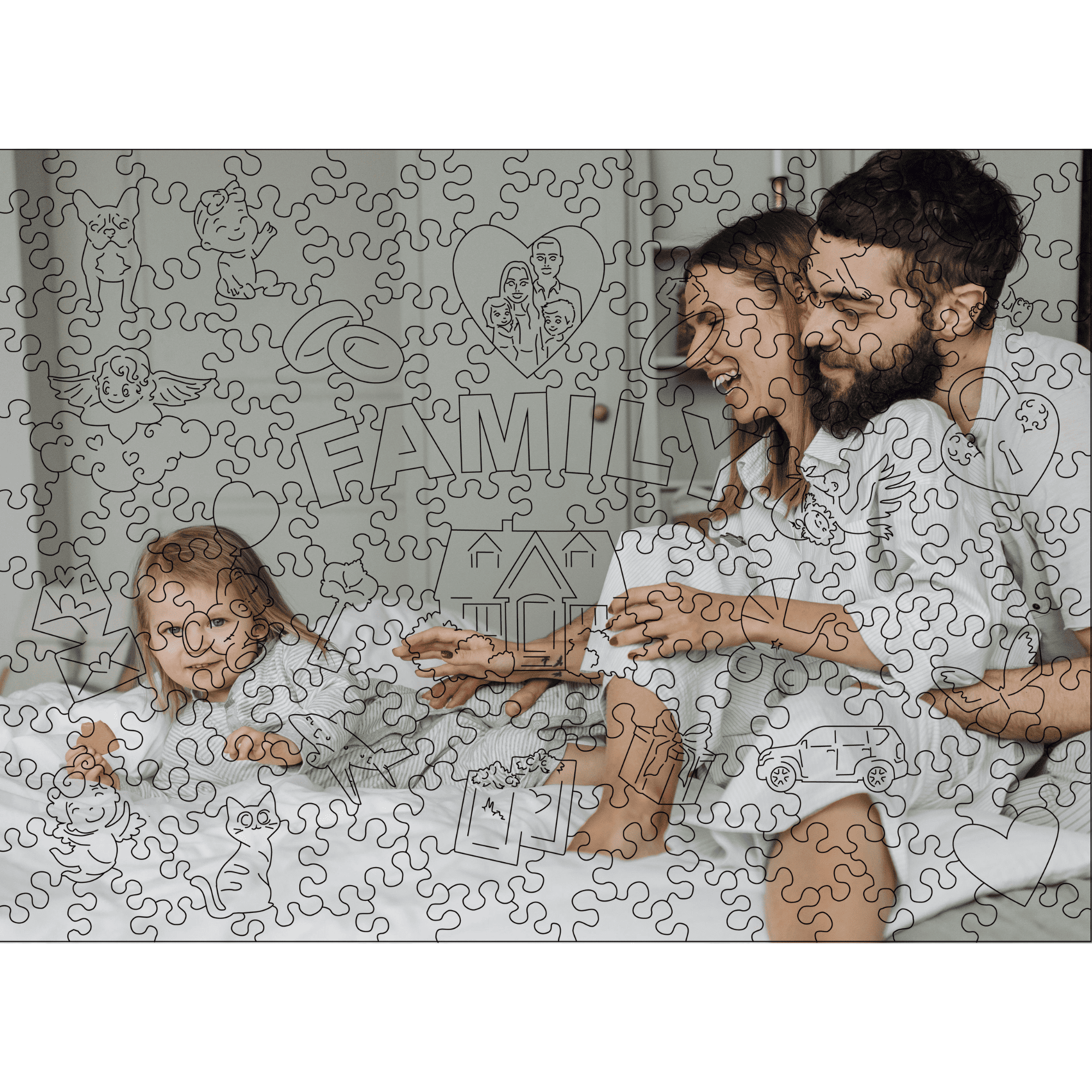 Custom Wooden Jigsaw Puzzle Family