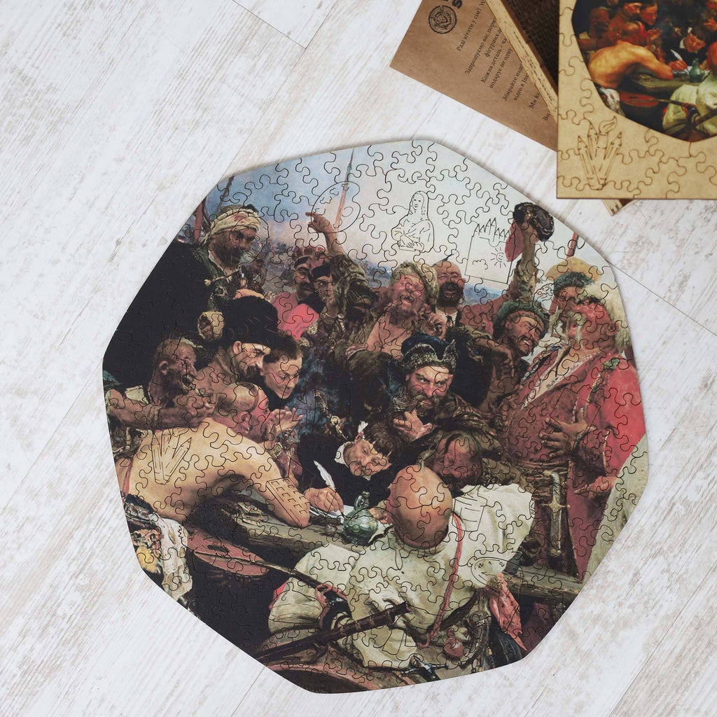 Дерев'яний пазл "Запорожці пишуть листа" (Ілля Рєпін)