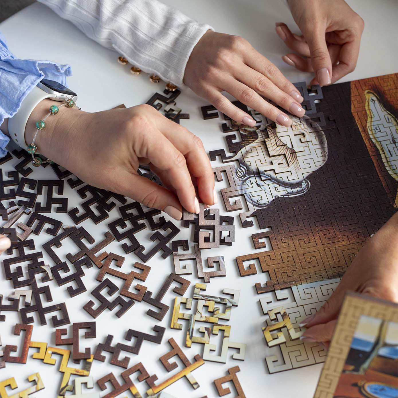 Wooden jigsaw maze puzzle The Persistence of Memory (Salvador Dali)