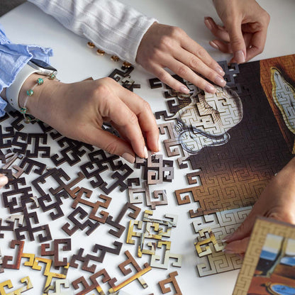 Wooden jigsaw maze puzzle The Persistence of Memory (Salvador Dali)