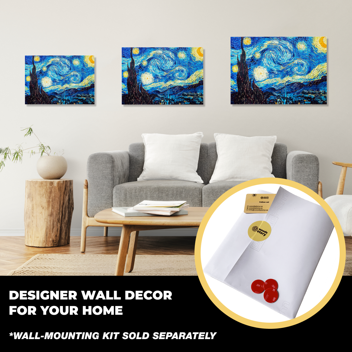 Wooden jigsaw maze puzzle The Starry Night (Vincent van Gogh)