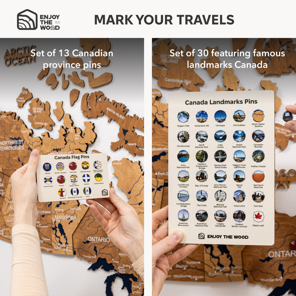 3D Canada Wooden Map Oak