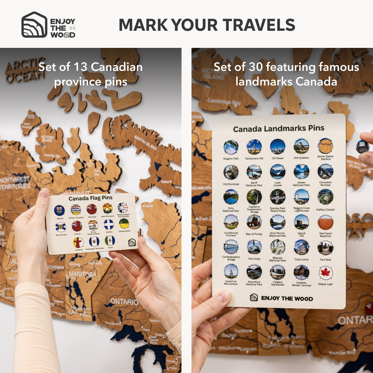 3D Canada Wooden Map Oak