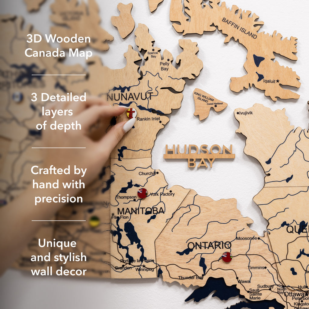 3D Canada Wooden Map Gold