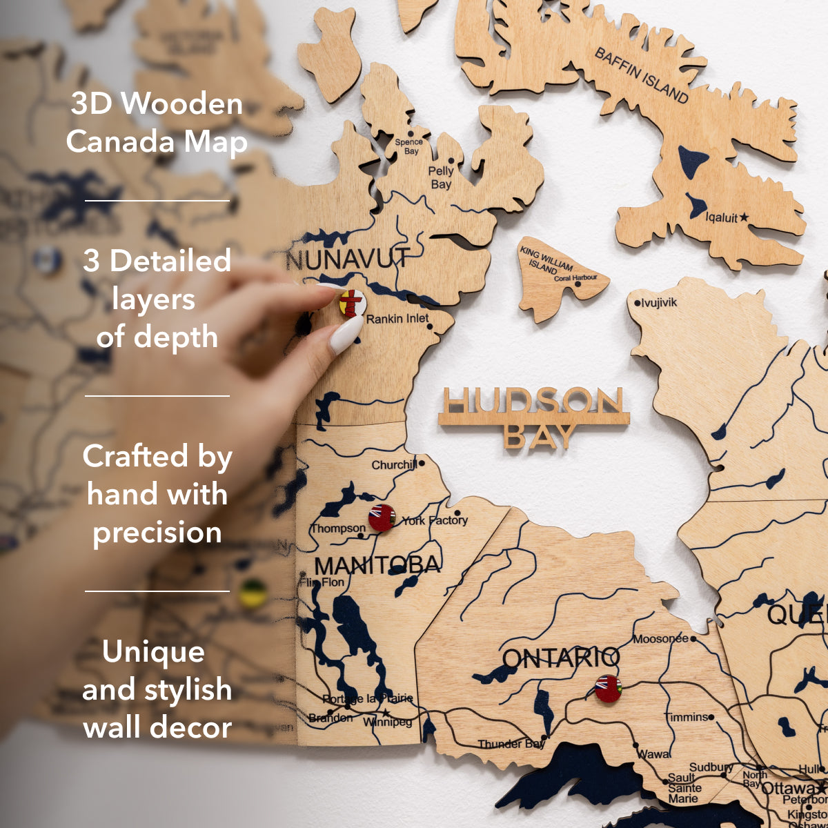 3D Canada Wooden Map Gold