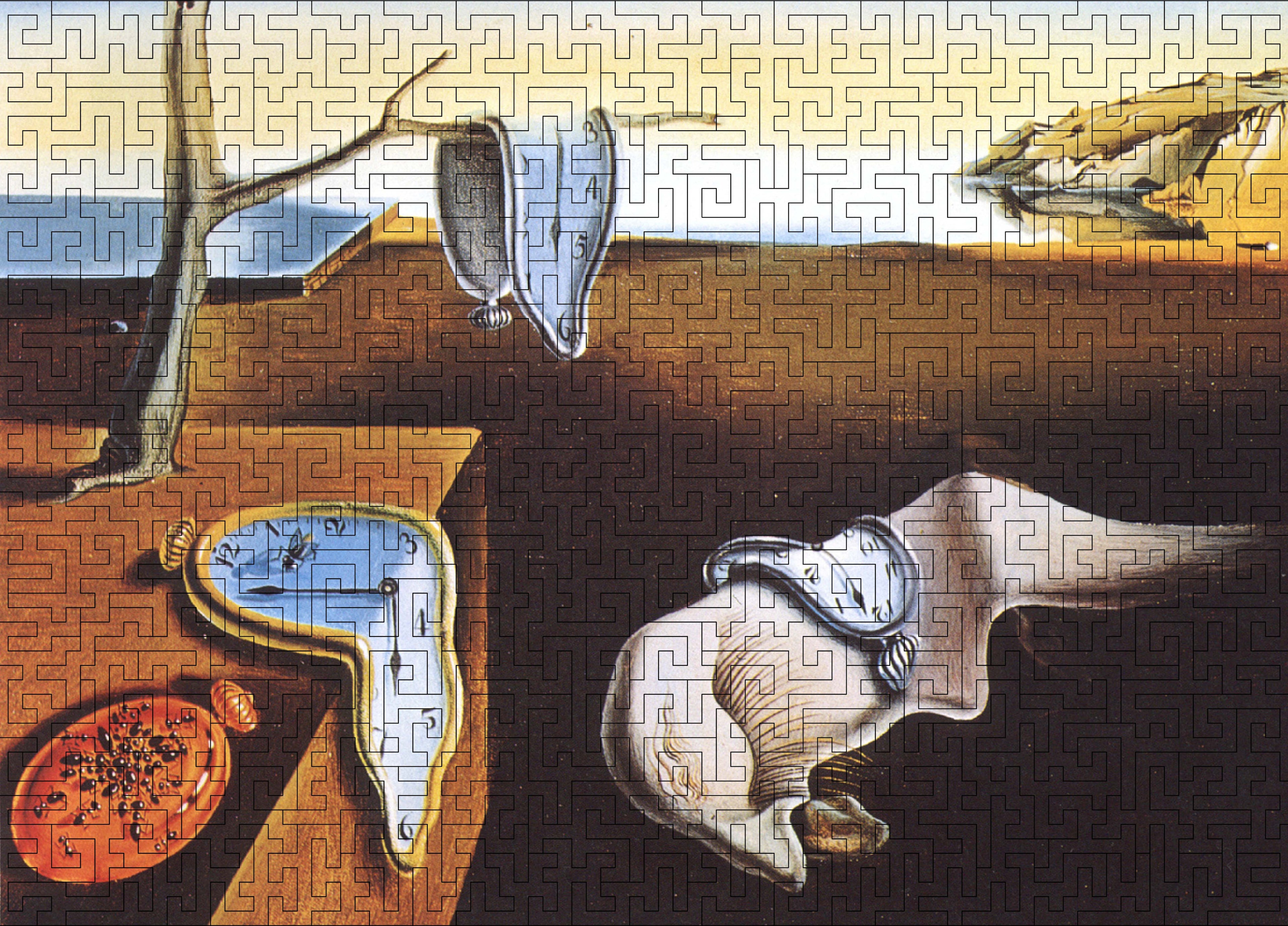 Wooden jigsaw maze puzzle The Persistence of Memory (Salvador Dali)
