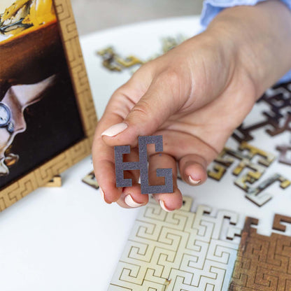 Wooden jigsaw maze puzzle The Persistence of Memory (Salvador Dali)