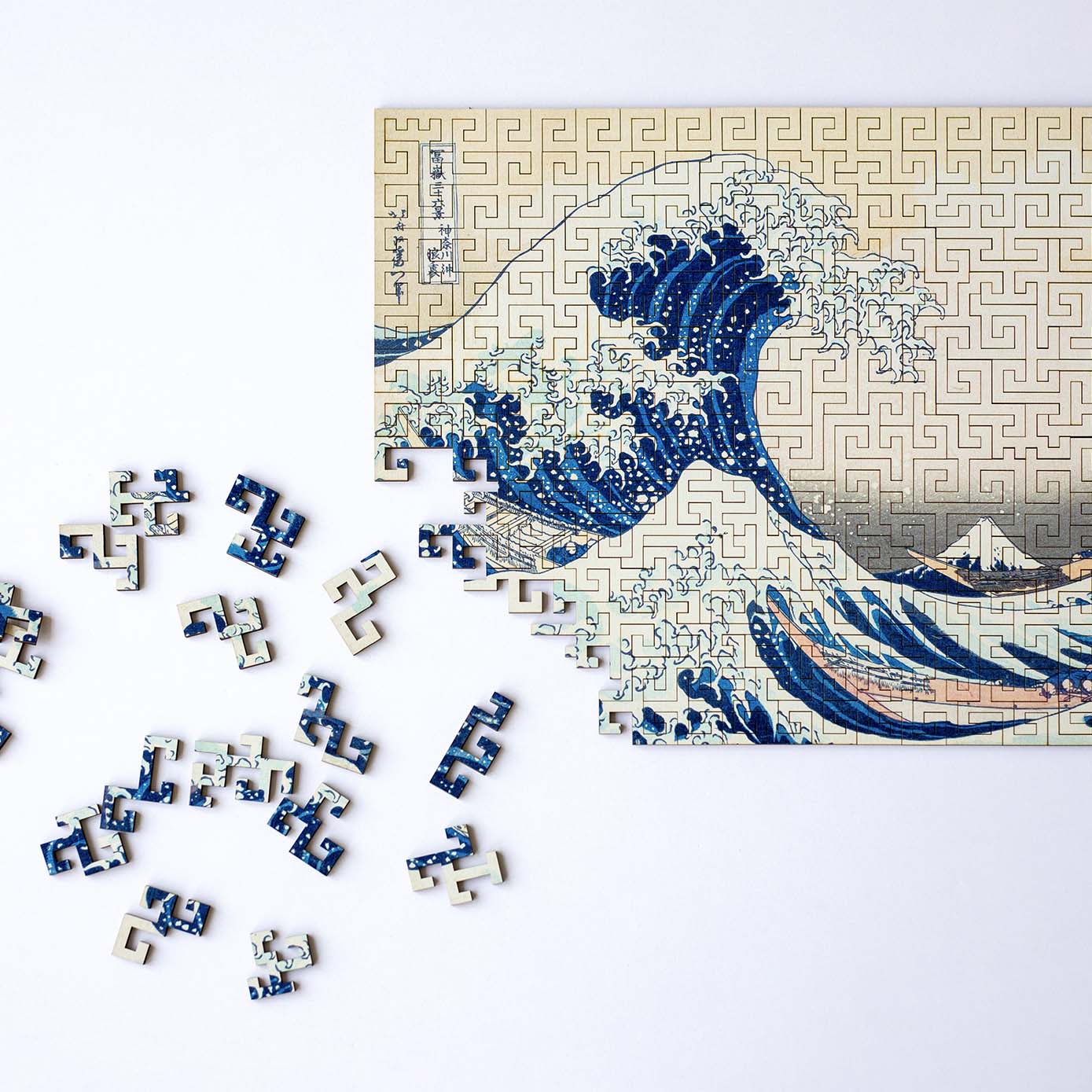 Wooden jigsaw maze puzzle The Great Wave Off Kanagawa (Hokusai)