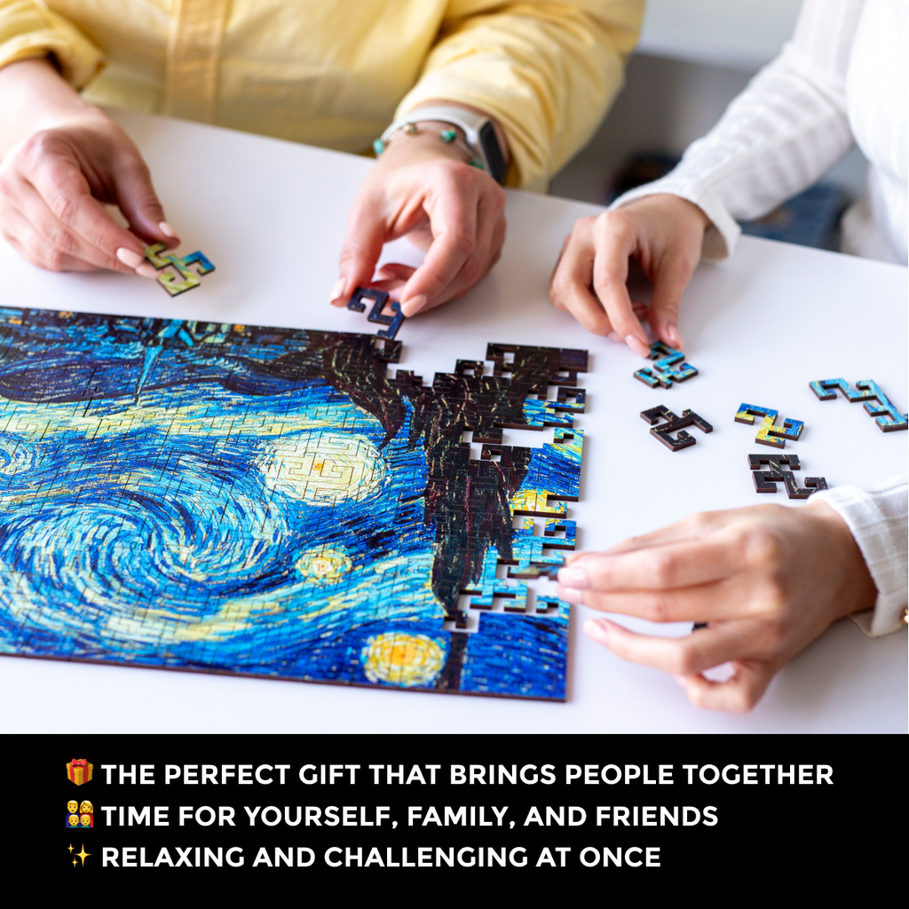 Wooden jigsaw maze puzzle The Starry Night (Vincent van Gogh)