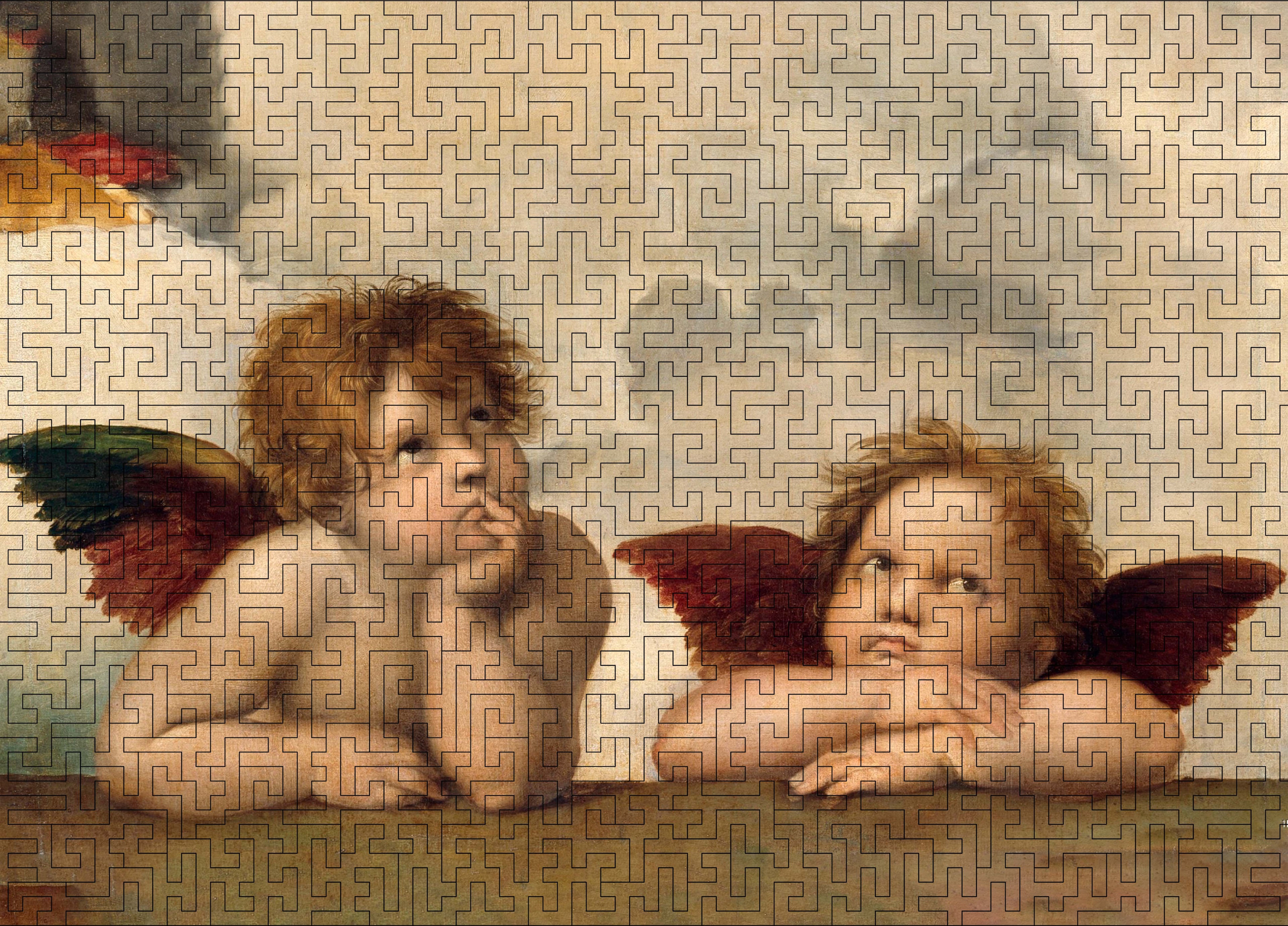 Wooden jigsaw maze puzzle Two Angels (Raphael Santi)