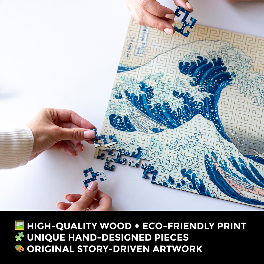 Wooden jigsaw maze puzzle The Great Wave Off Kanagawa (Hokusai)