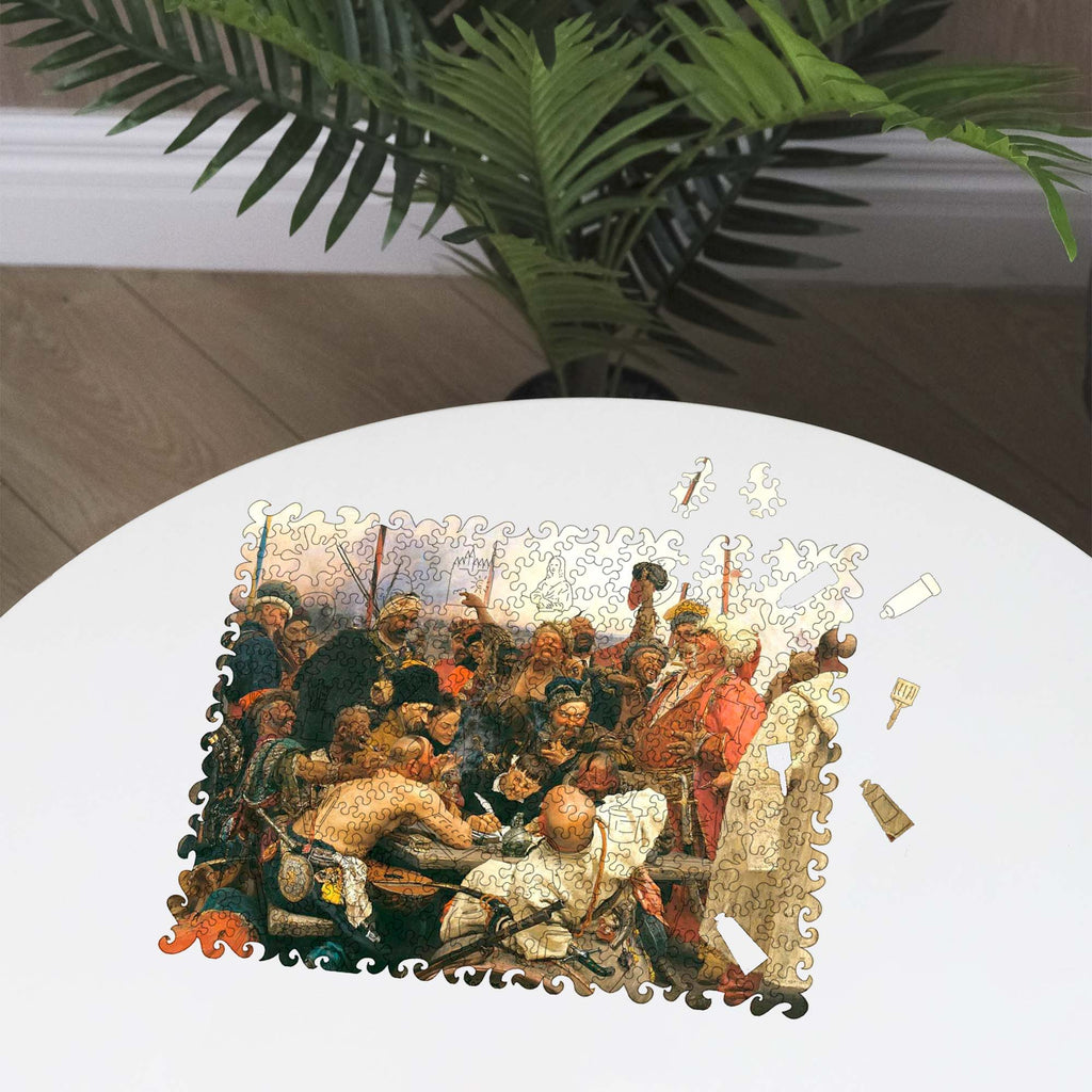 Дерев'яний пазл "Запорожці пишуть листа" (Ілля Рєпін)