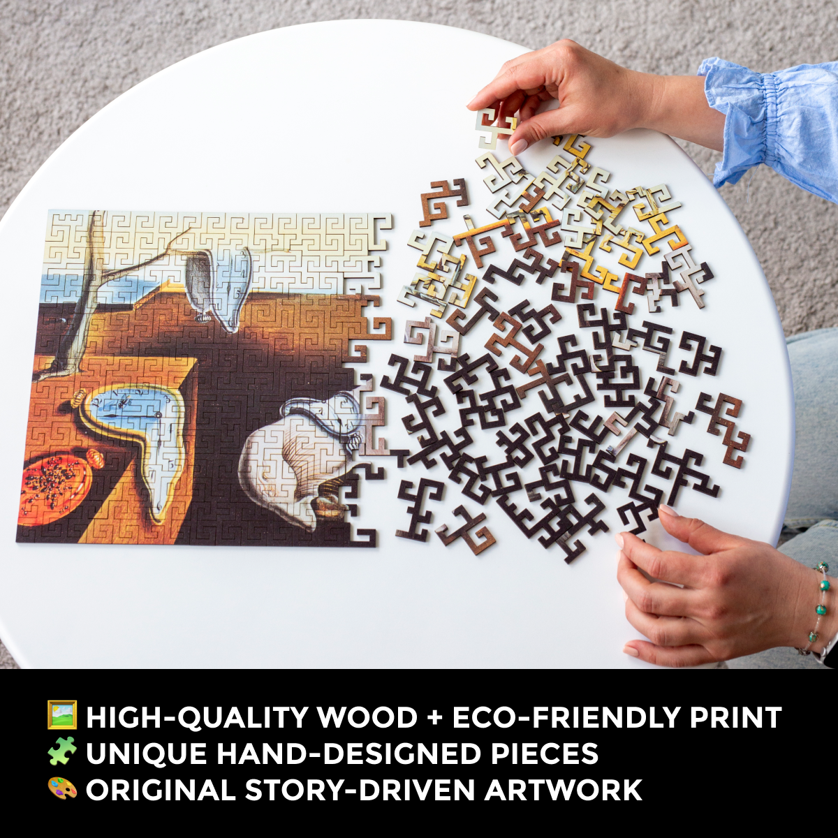 Wooden jigsaw maze puzzle The Persistence of Memory (Salvador Dali)