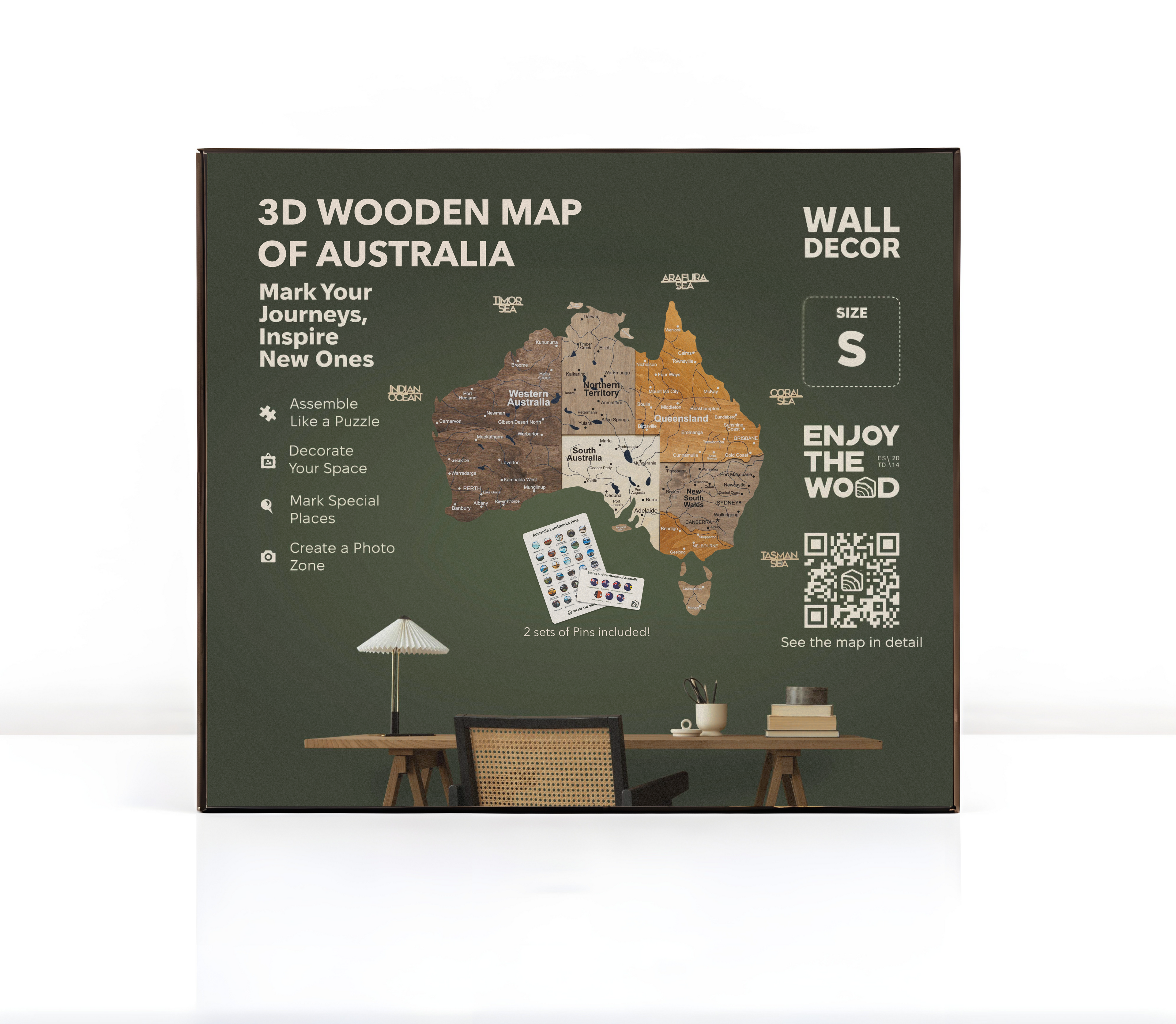 3D Wooden Map of Australia - Multicolor