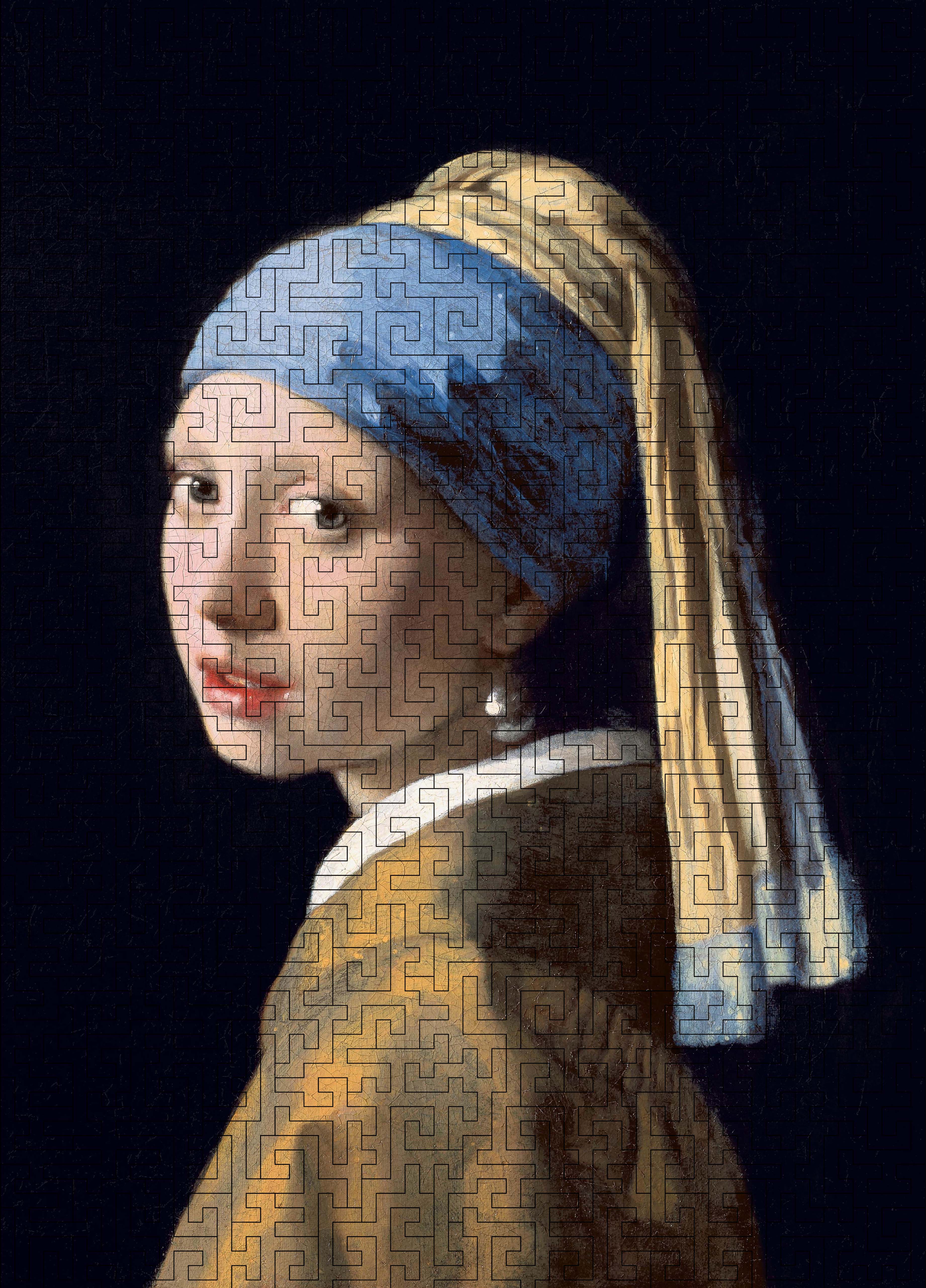 Wooden jigsaw maze puzzle The Girl With The Pearl Earring (Johannes Vermeer)