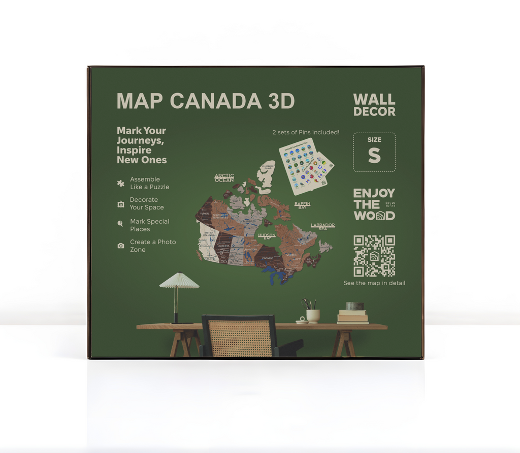 3D Canada Wooden Map Multicolor