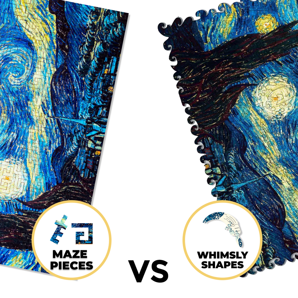 Wooden jigsaw maze puzzle The Starry Night (Vincent van Gogh)