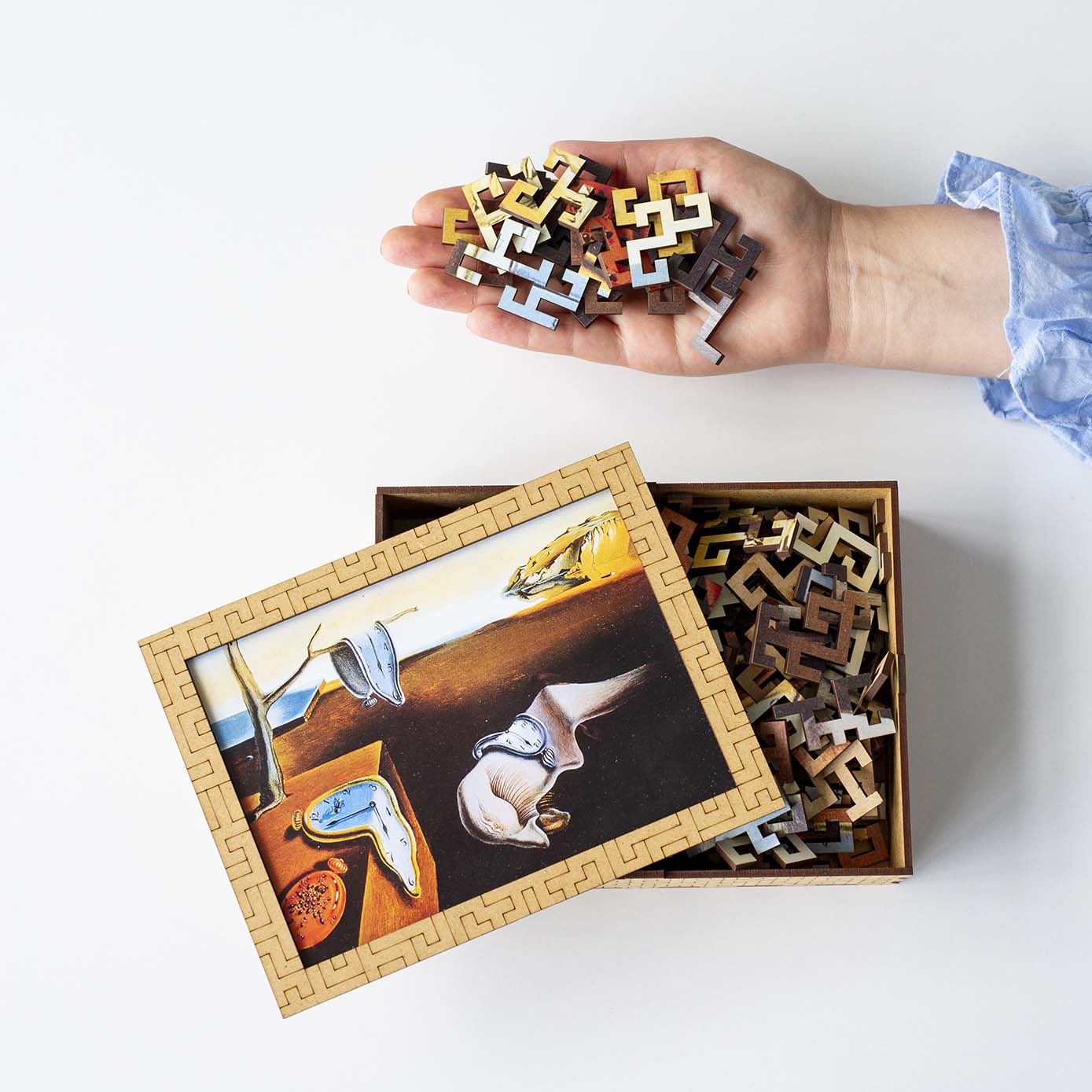 Wooden jigsaw maze puzzle The Persistence of Memory (Salvador Dali)