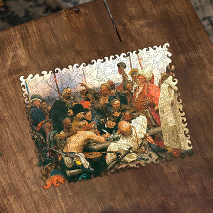Wooden Jigsaw Puzzle Zaporozhians write a letter (Ilya Repin)