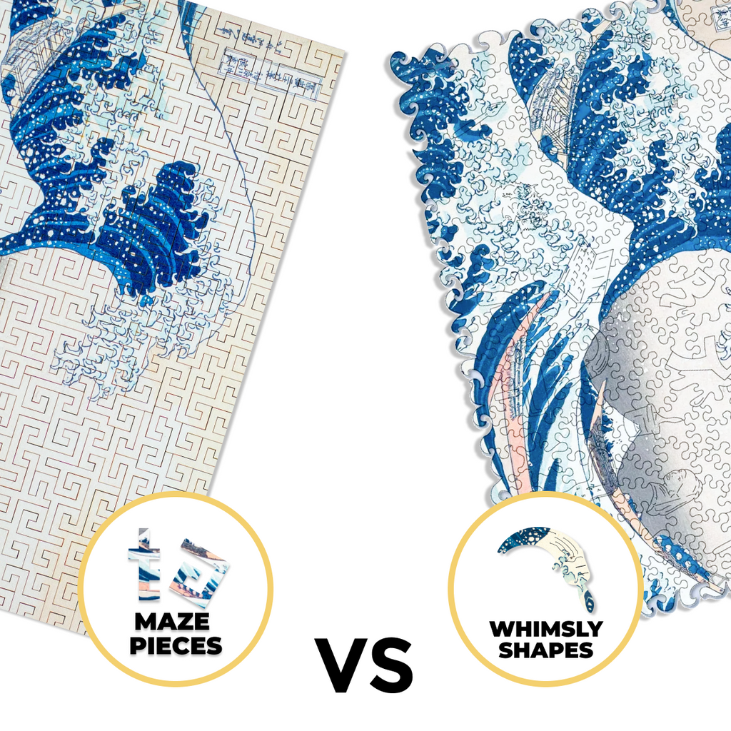 Wooden jigsaw maze puzzle The Great Wave Off Kanagawa (Hokusai)