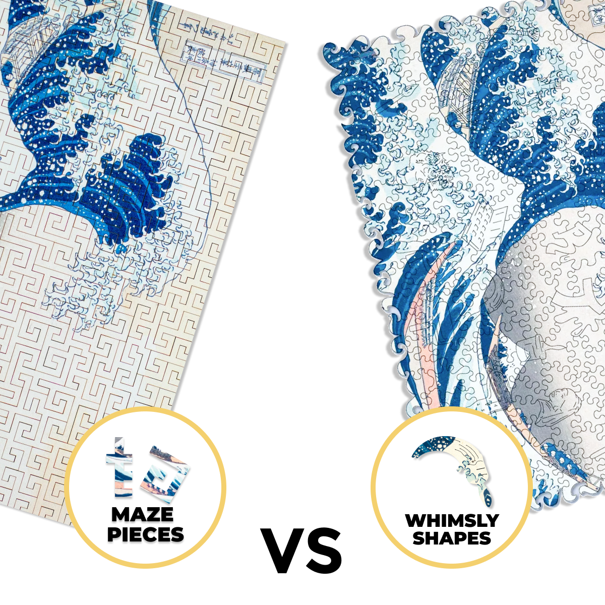 Wooden jigsaw maze puzzle The Great Wave Off Kanagawa (Hokusai)