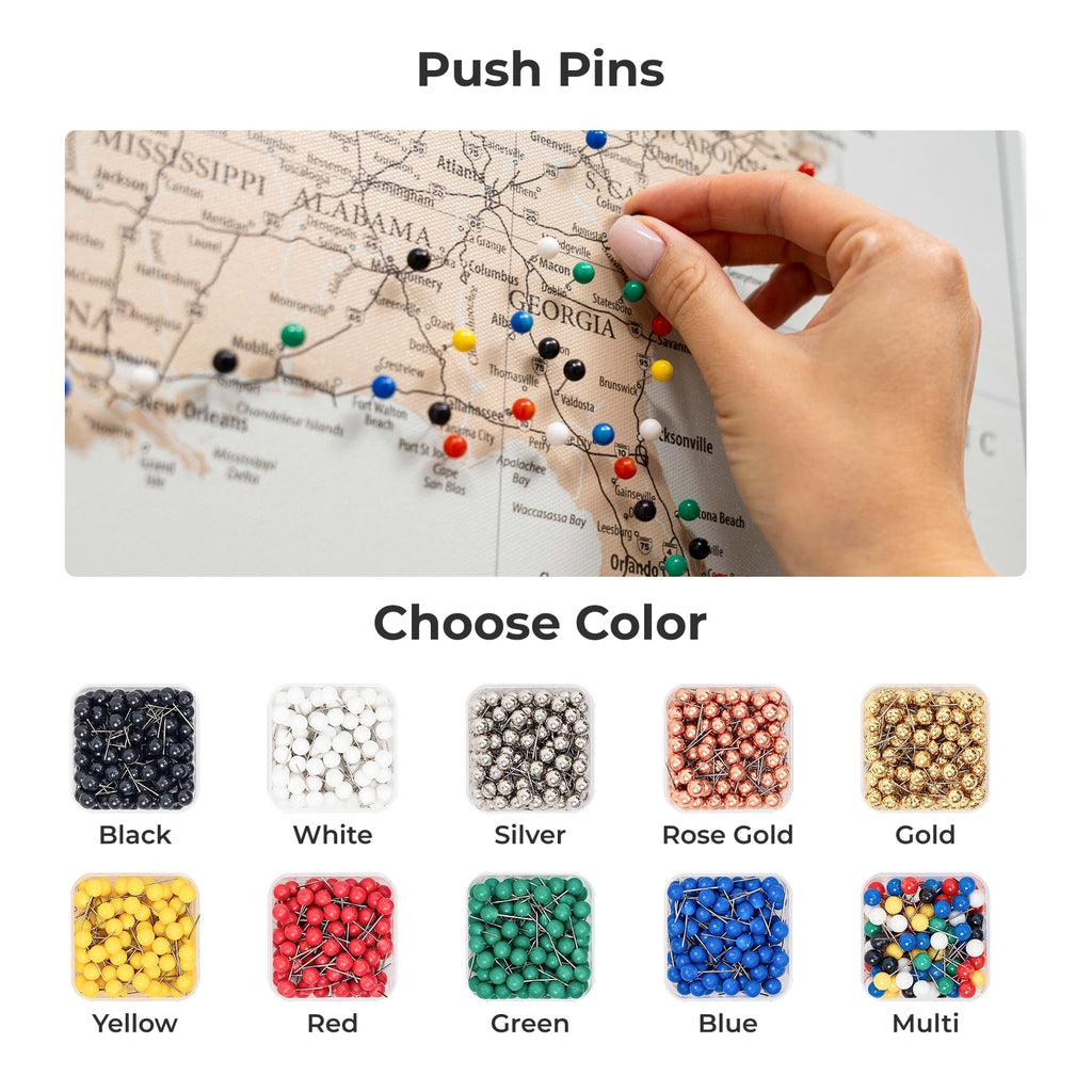 Wooden Canvas USA Map - Antique