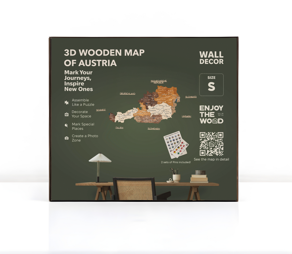 3D Wooden Map of Austria - Multicolor