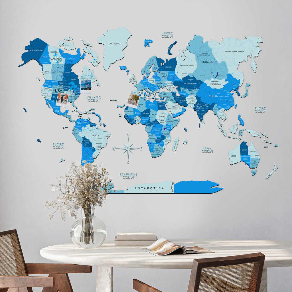 2D Wooden World Map Azure