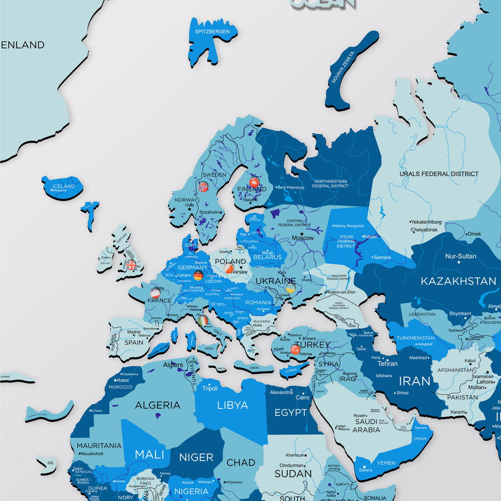 2D Wooden World Map Azure