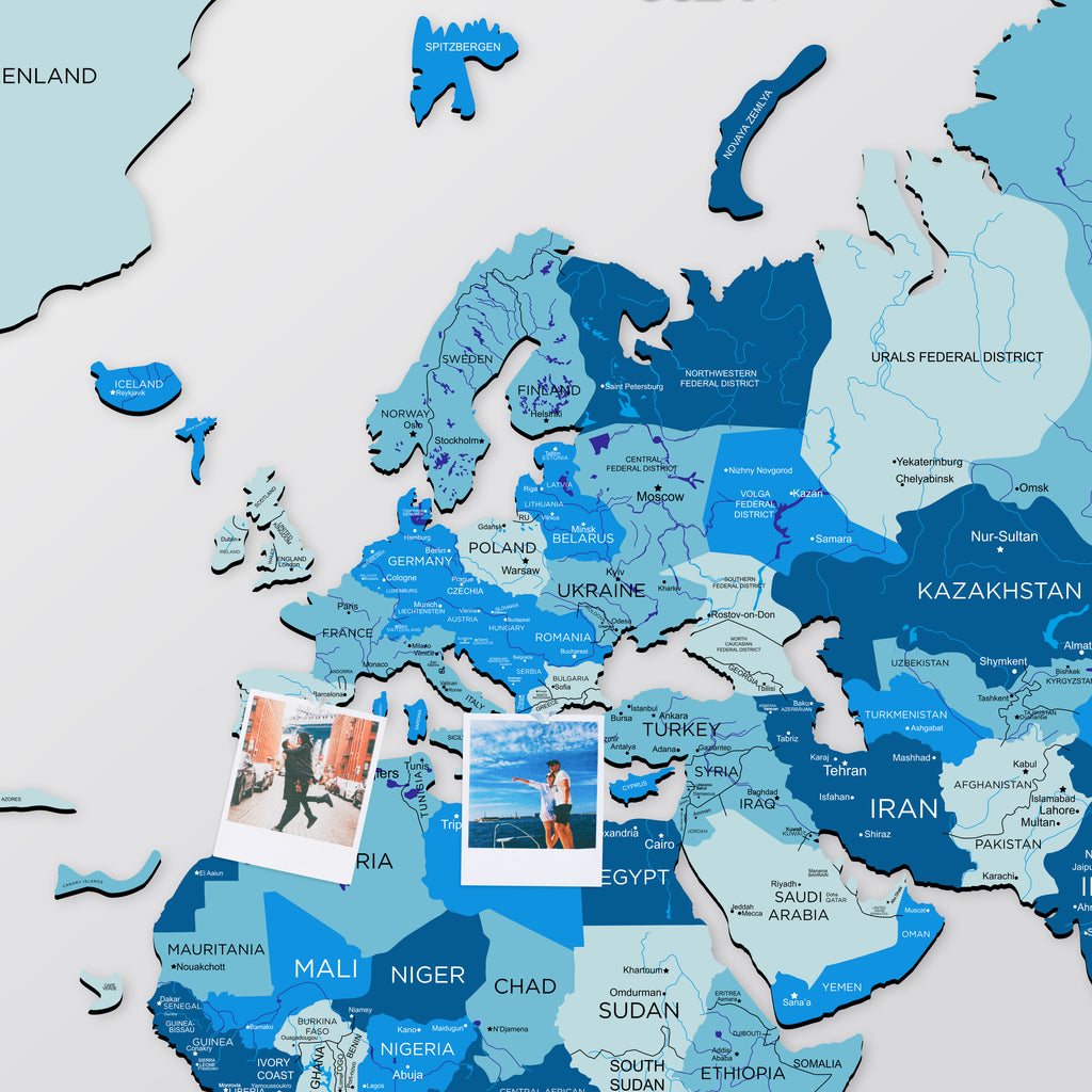 2D Wooden World Map Azure