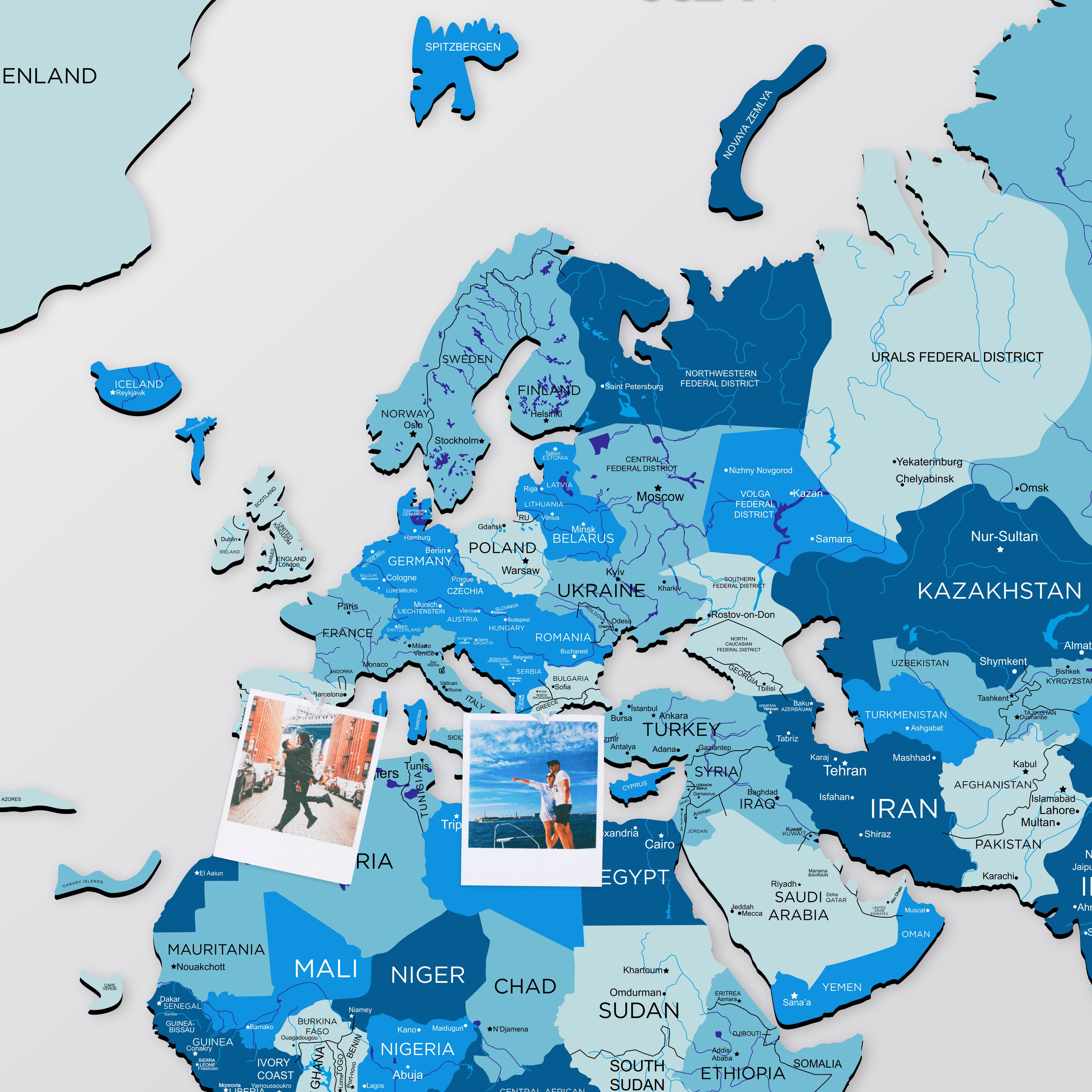 2D Wooden World Map Azure