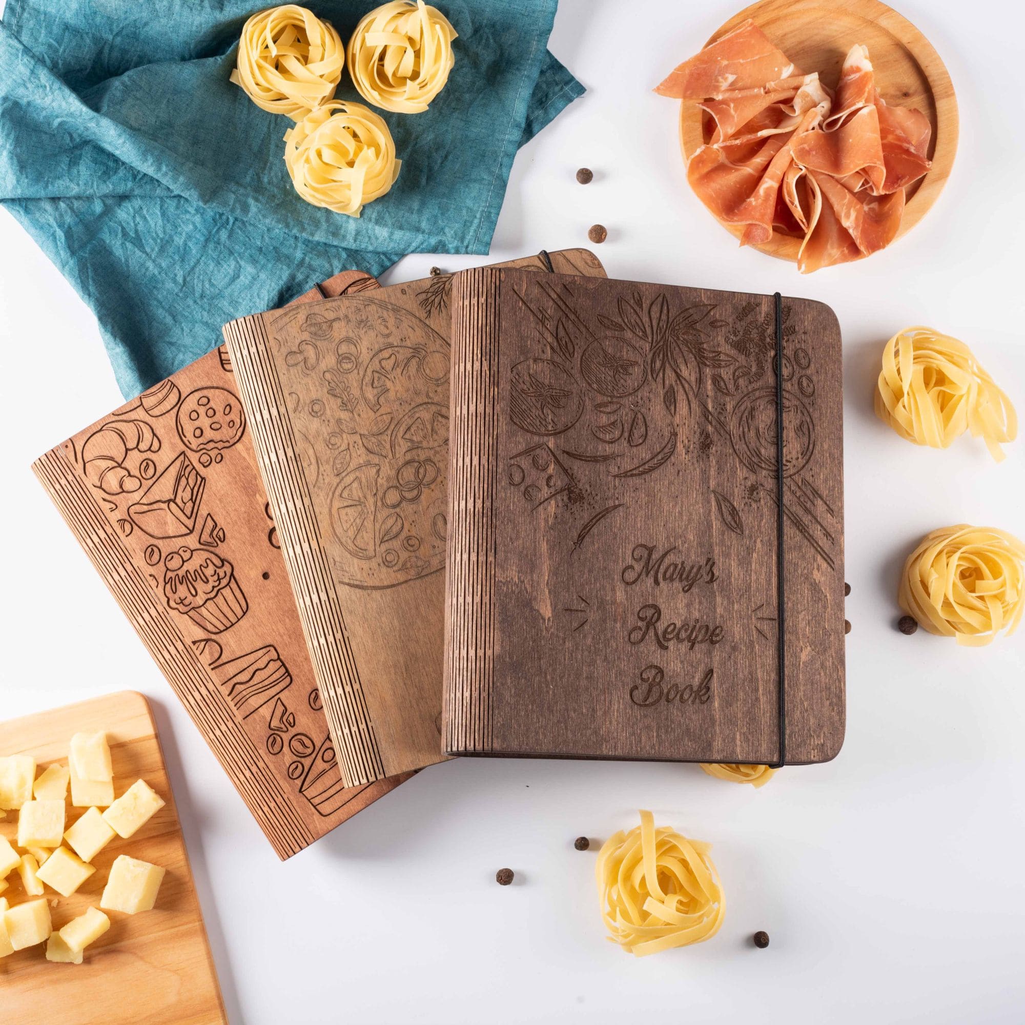 wooden recipe book