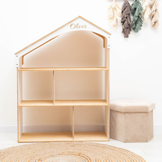 white dollhouse bookcase