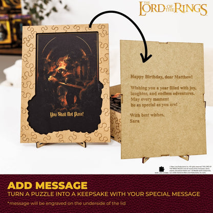 Greeting card with puzzle design and 'You Shall Not Pass!' text, featuring 'The Lord of the Rings' branding.