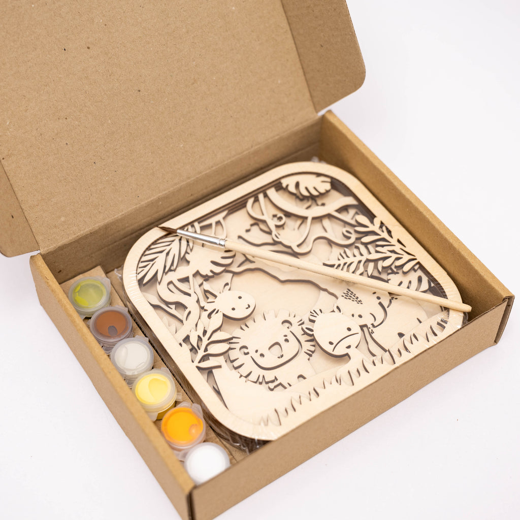 Wooden 3D DIY Painting Kit Safari