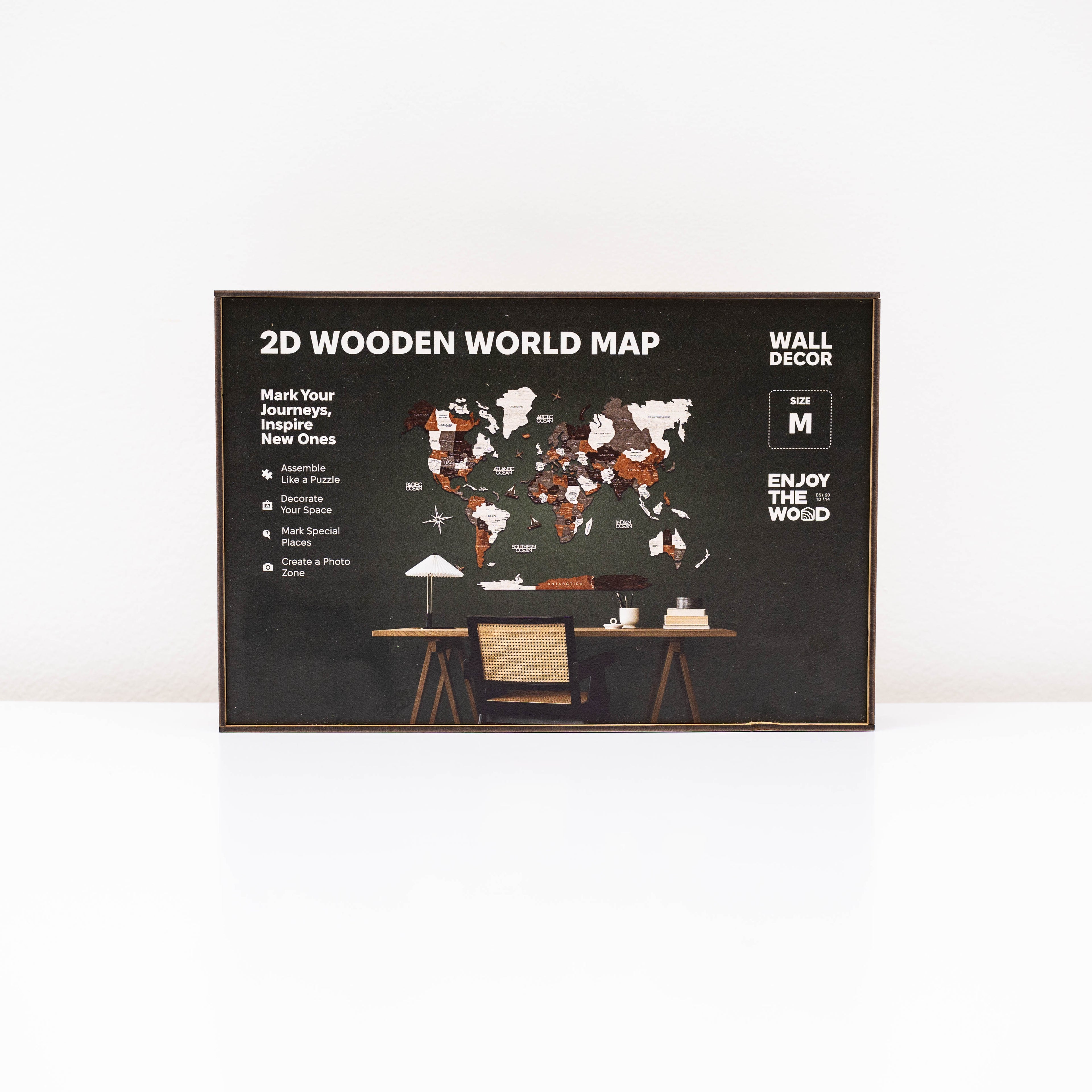 2D Wooden World Map Azure