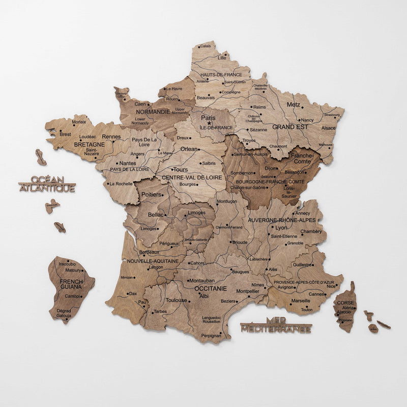 3D Wooden Map of France - Terra