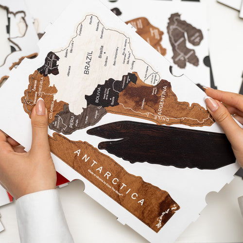 2D Wooden World Map - WoodToned