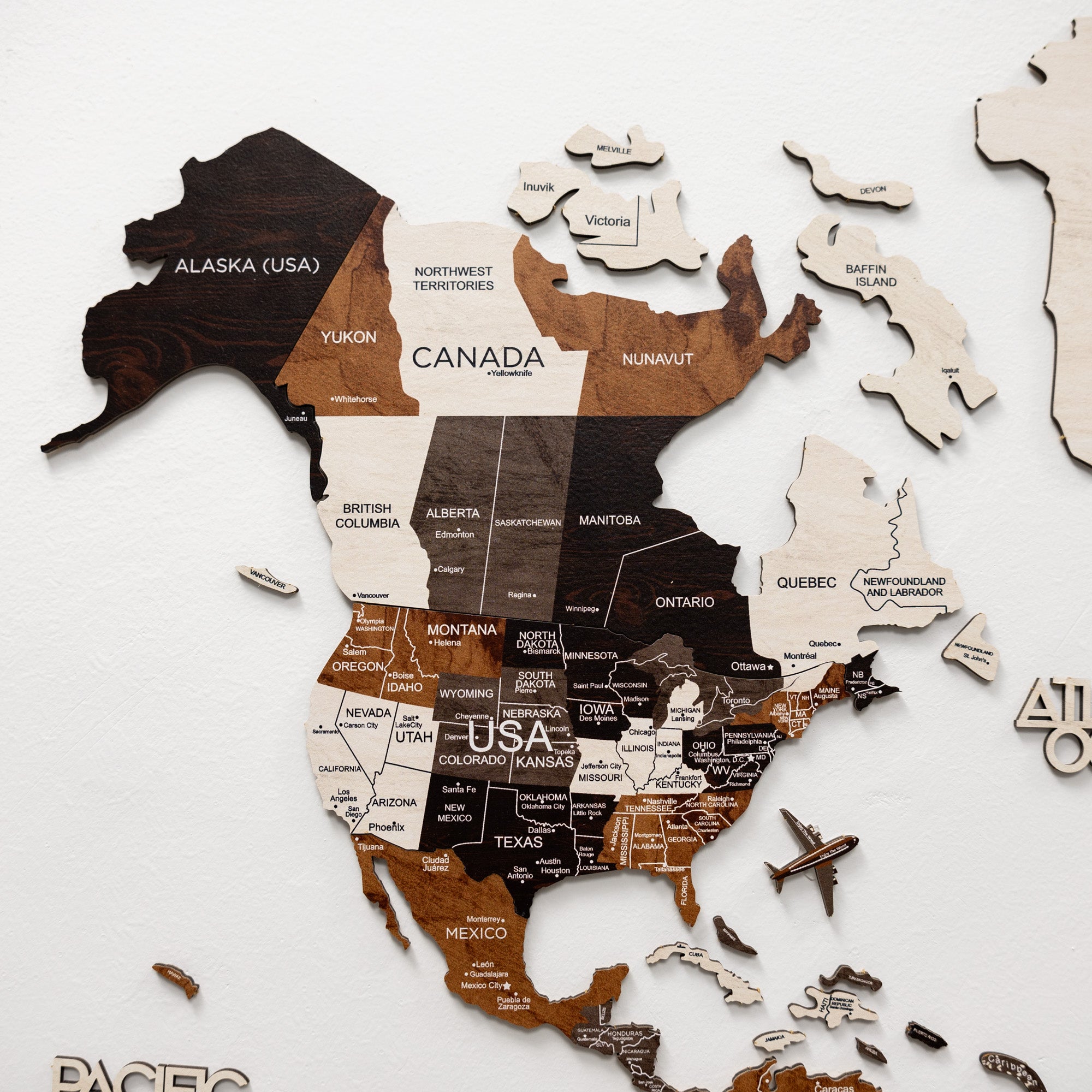 2D Wooden World Map - WoodToned