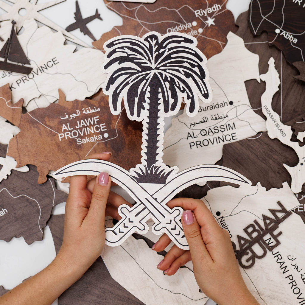 2D Wooden Map of Saudi Arabia in plates (B2B)