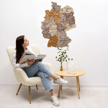 3D Germany Wooden Map Multicolor