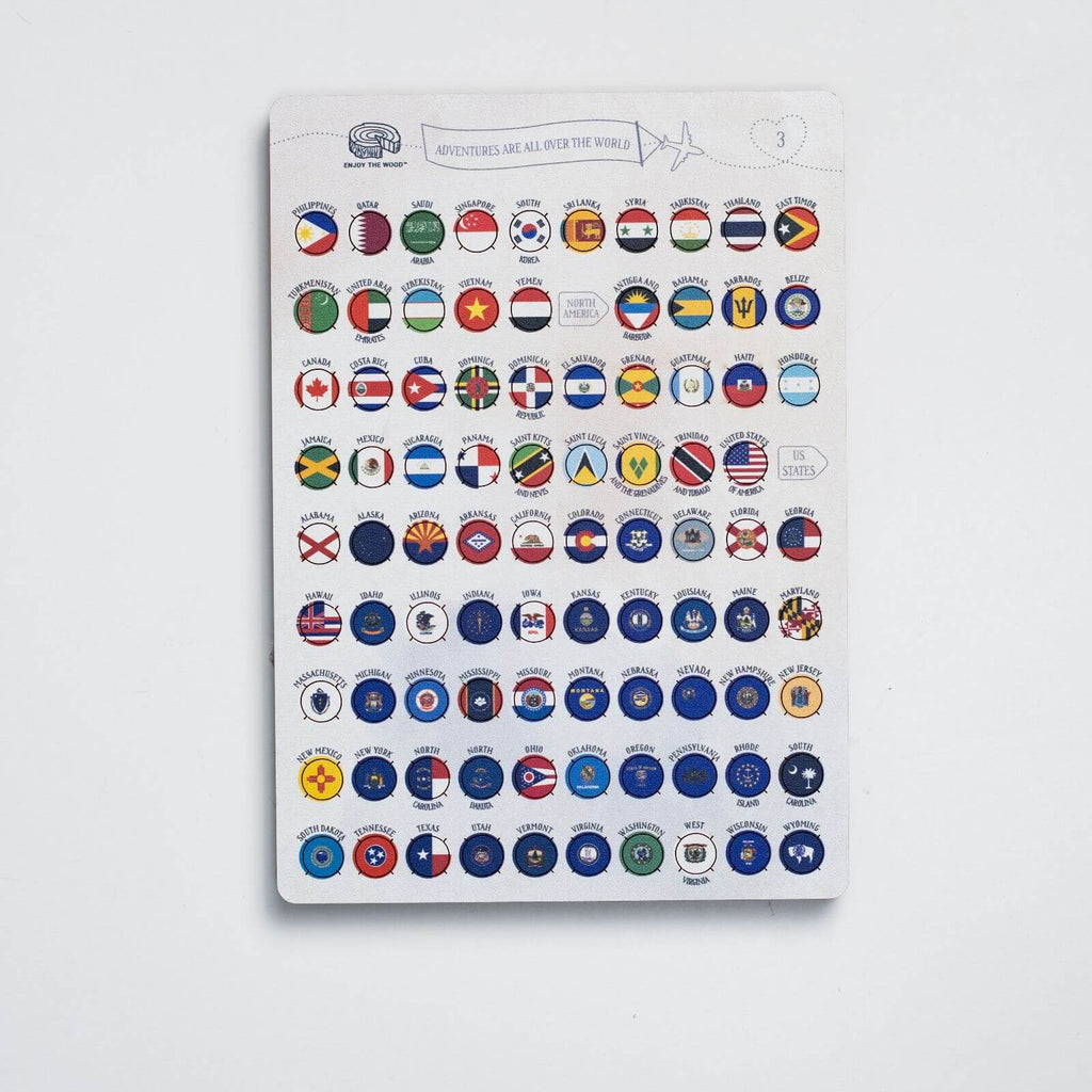 Wooden Flag Sticky Pins