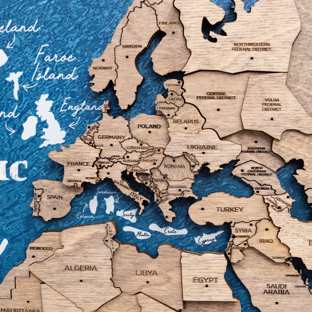 3D Wooden Panel World Map Terra