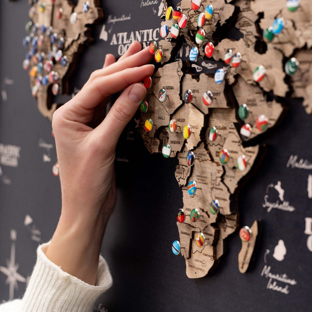 3D Wooden Panel World Map Terra